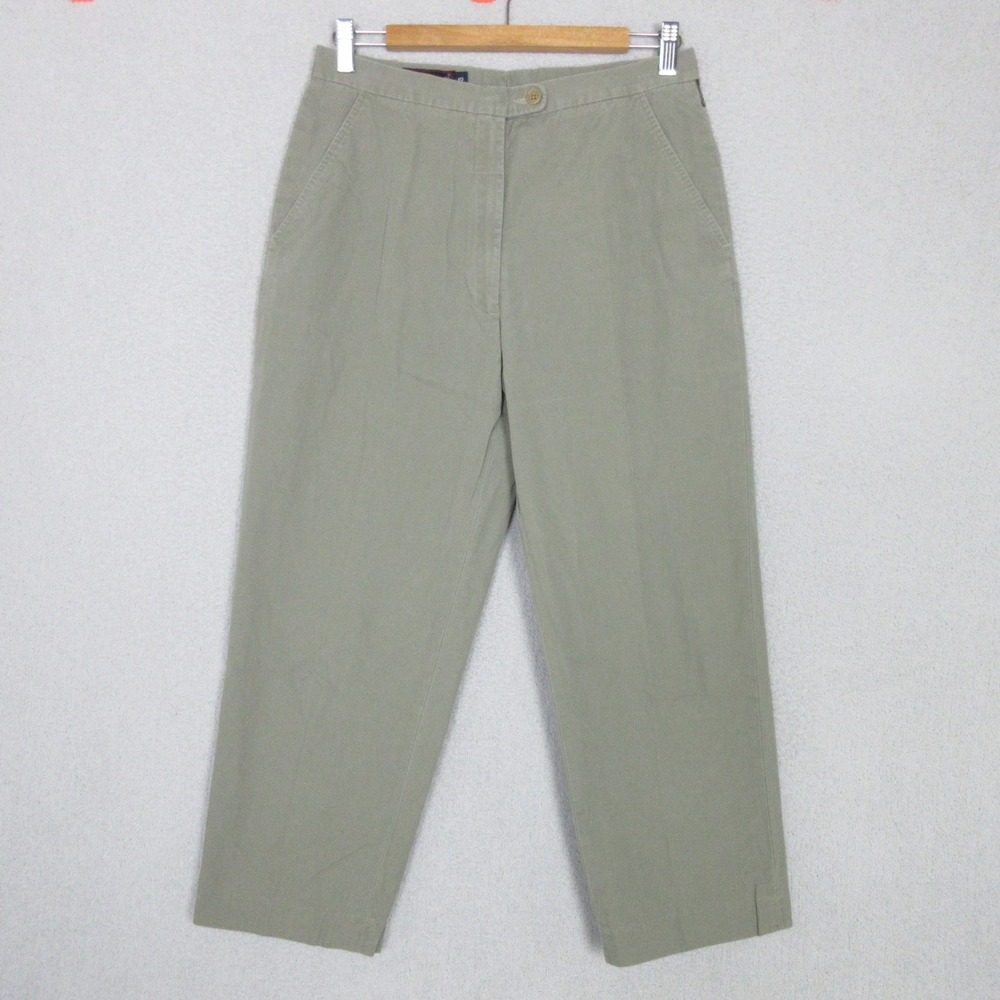 Faconnable Leg Chino Pants Womens Sage Green Cotton Straight Size 10 (30x26.5)